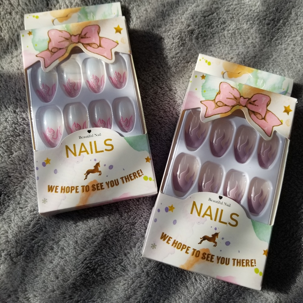 2 -pack  Press On Nails Flames